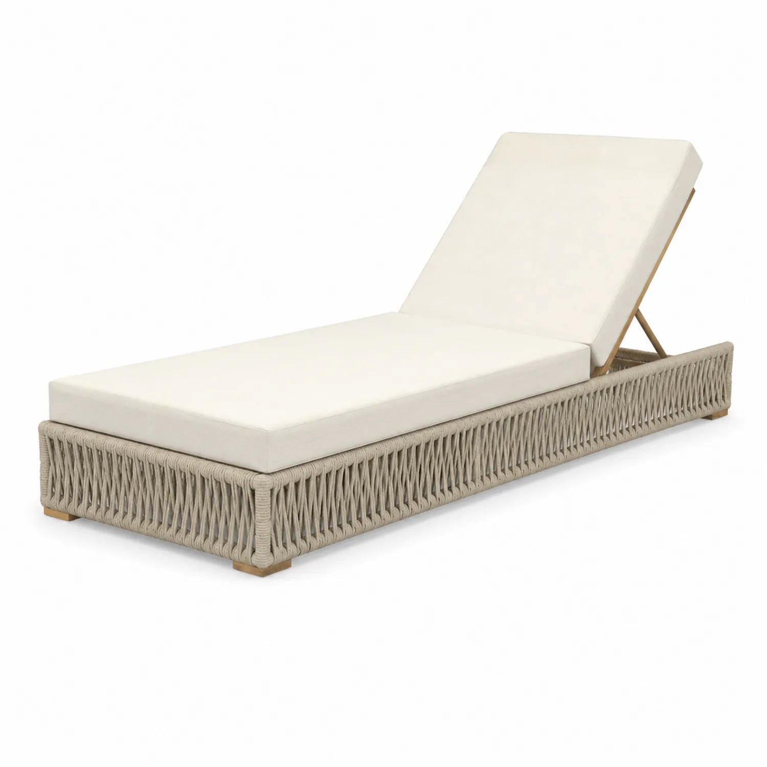 Tumbona Ajustable de Aluminio y Ratán Sintético Beige