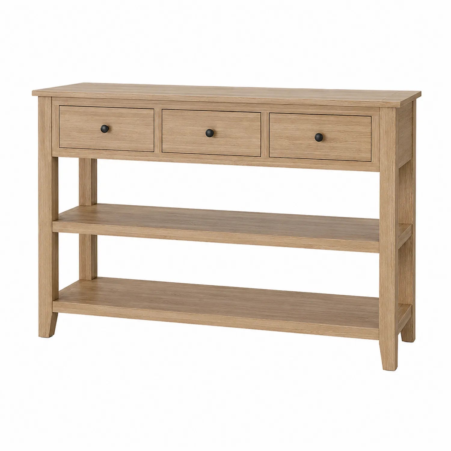 Mesa consola de madera con 3 cajones y 2 estantes 120x36x80 cm