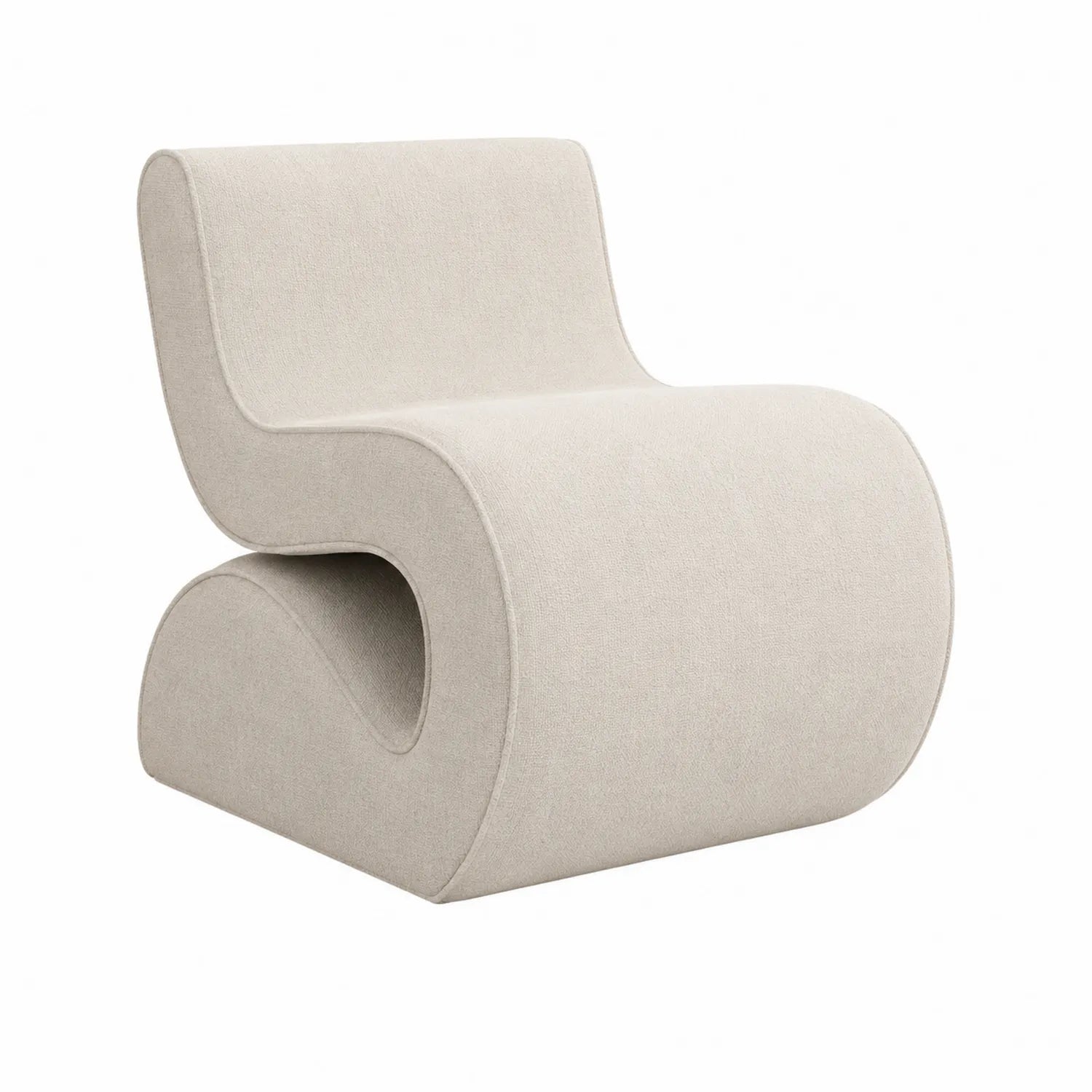 Silla curva de tela beige 90x60x80 cm