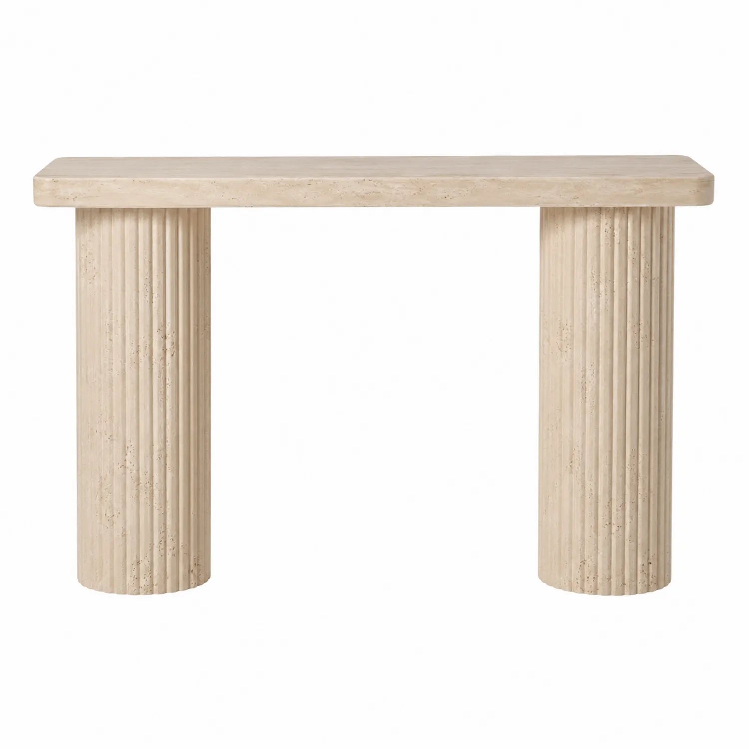Mesa Consola de Travertino Rectangular Beige 120x40x80 cm