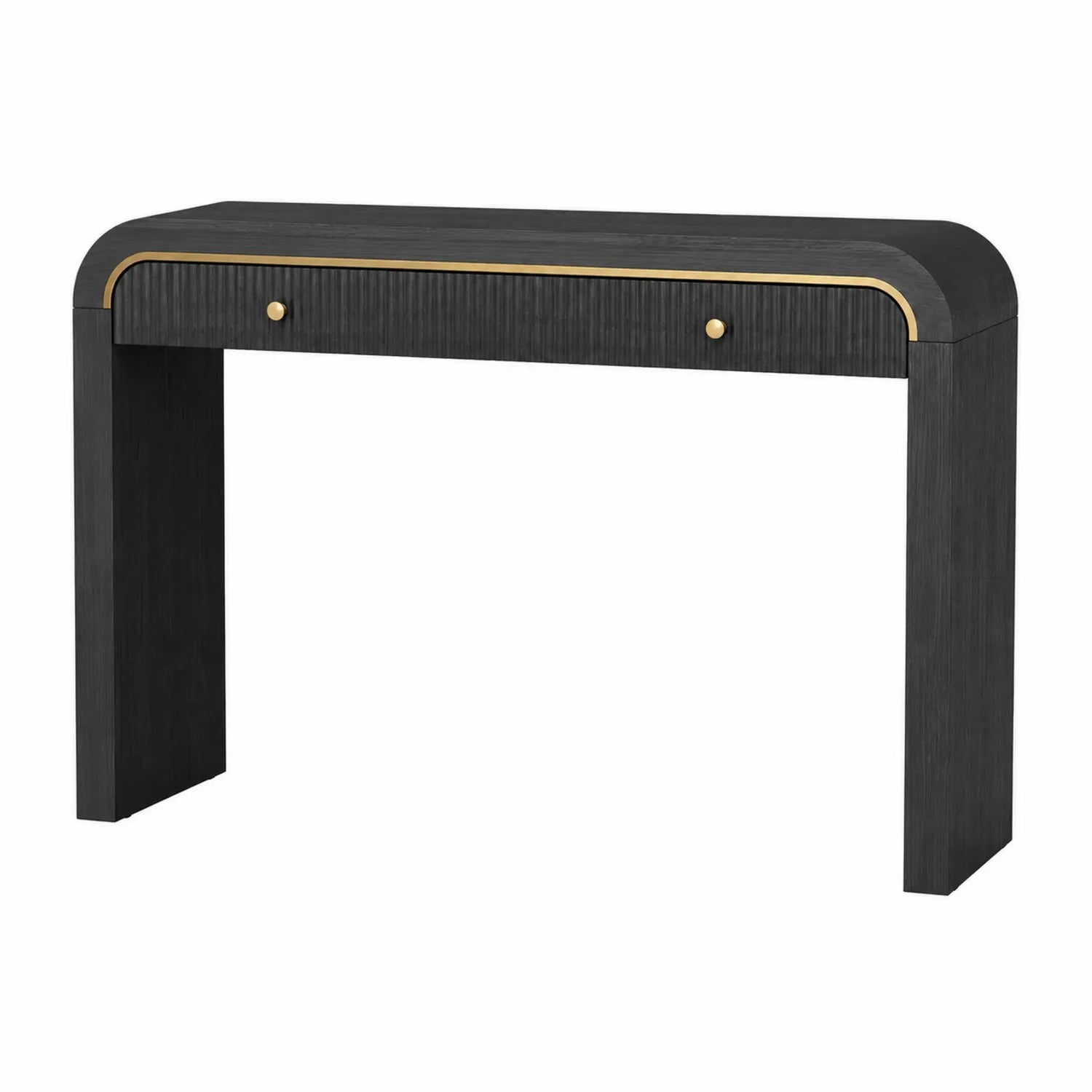 Mesa consola de madera con detalles dorados 120x35x76 cm
