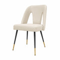 Silla Comedor Cuero Sintético Beige Patas Metálicas
