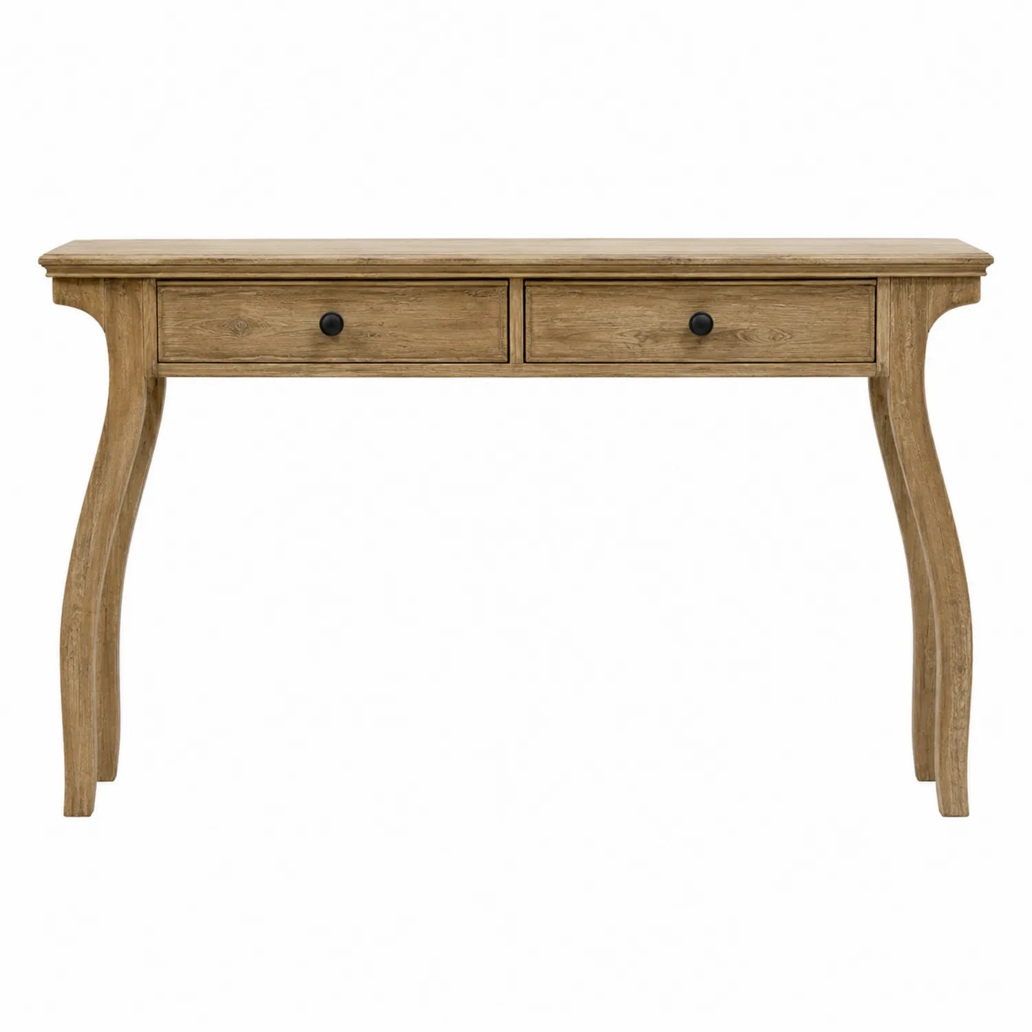 Mesa consola de madera de roble con dos cajones 120x40x78 cm