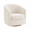 Silla giratoria tapizada en tela bouclé crema con base metálica