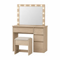 Tocador de Madera con Espejo y Luces LED Beige