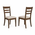 Conjunto de 2 sillas de madera con asiento de tela beige