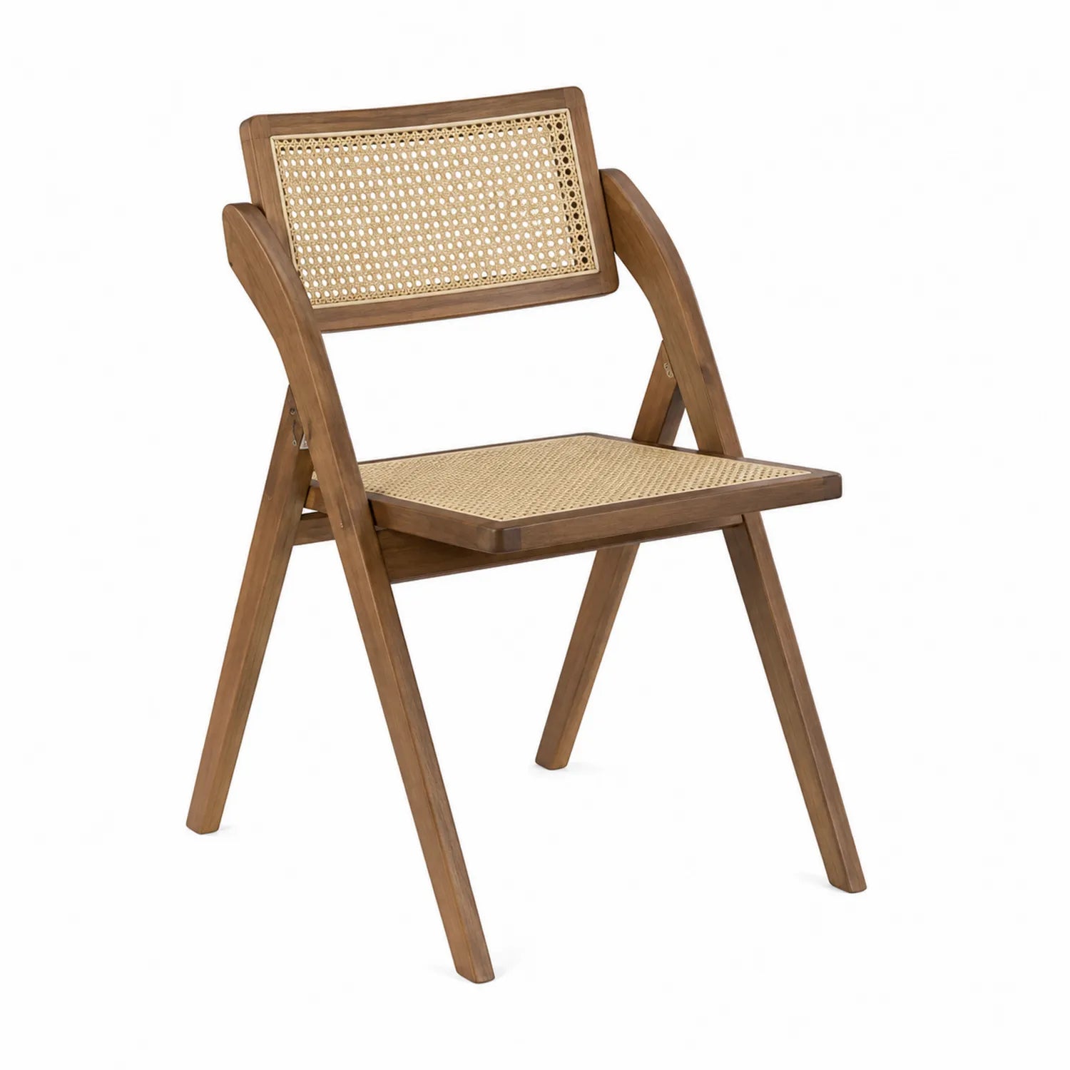 Silla plegable de madera y ratán marrón